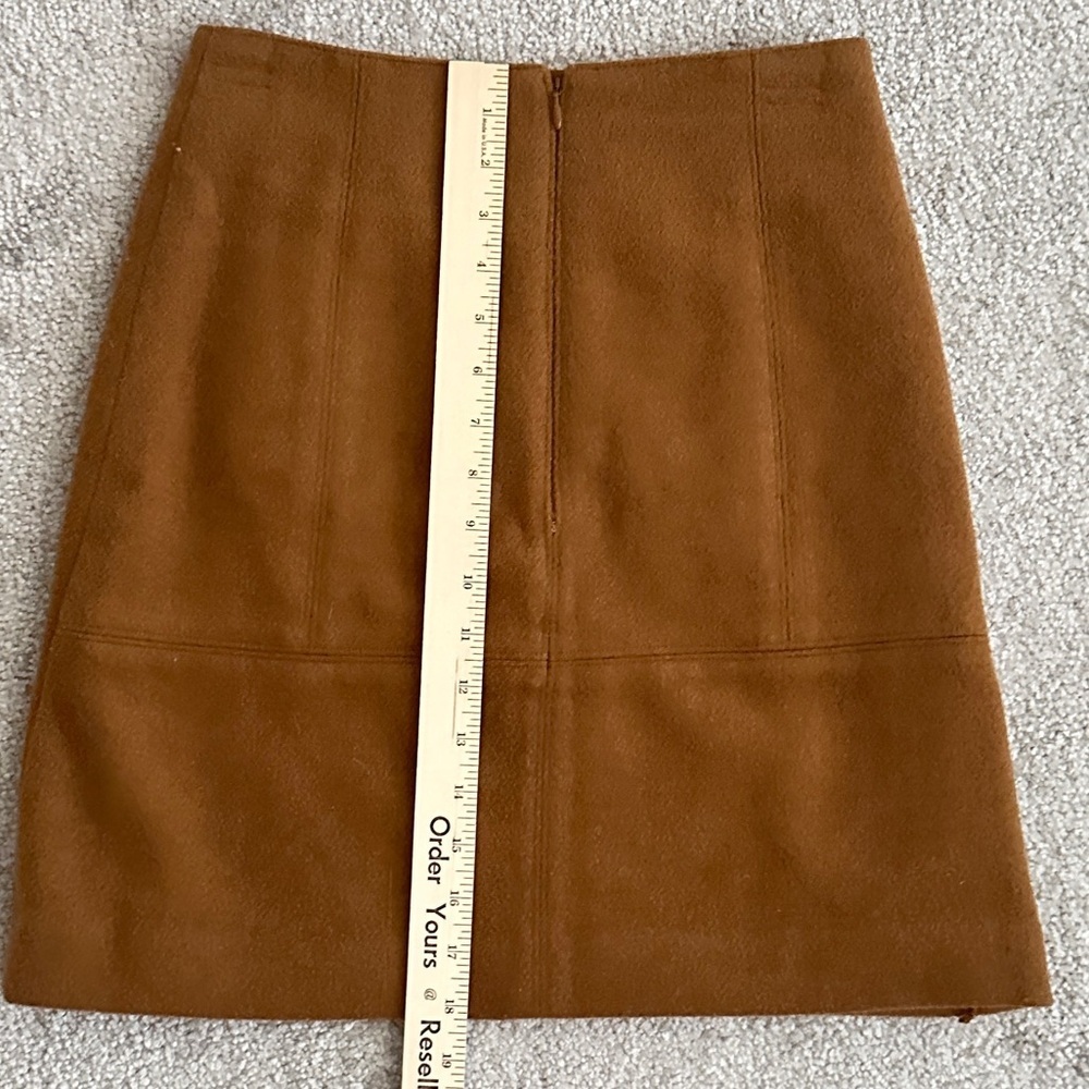 LOFT Wool-Blend Mini Skirt – Camel Brown, Size 00, Lined, 2 Sides Fake Pockets - Picture 6 of 6